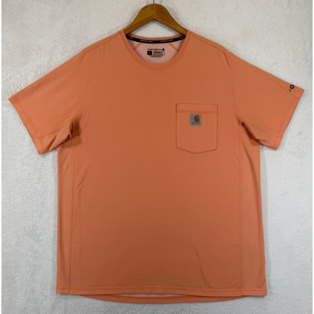 Carhartt Force Relaxed Fit Pocket T-Shirt Mens Large Orange Short Sleeve Mesh